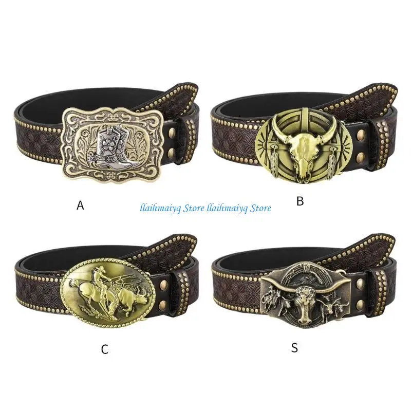 

573B Punk Teens Man Waist Belt Jeans Adjustable Belt for Dress Skirt Coat Decors