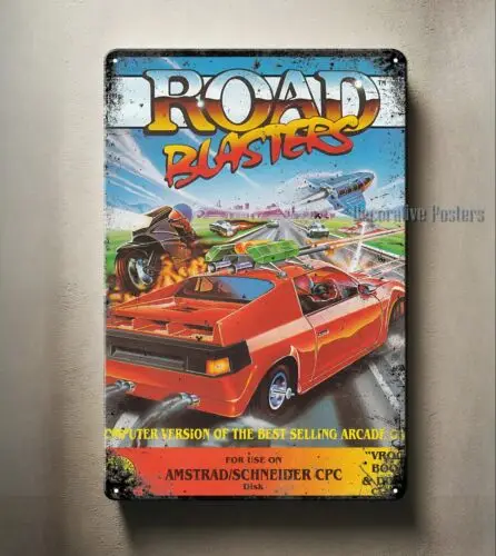 

1f, дорожные бластеры Amstrad, металлический плакат для видеоигр-коллекционный жестяной знак