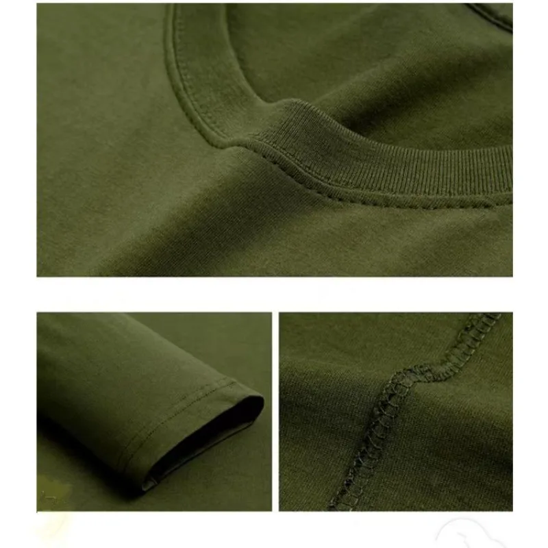 Spring Autumn Men Long Sleeve T-shirts O Neck Bottoming Shirt Sports Loose Casual Army Green Pullover Absorb Sweat Tops M-6XL