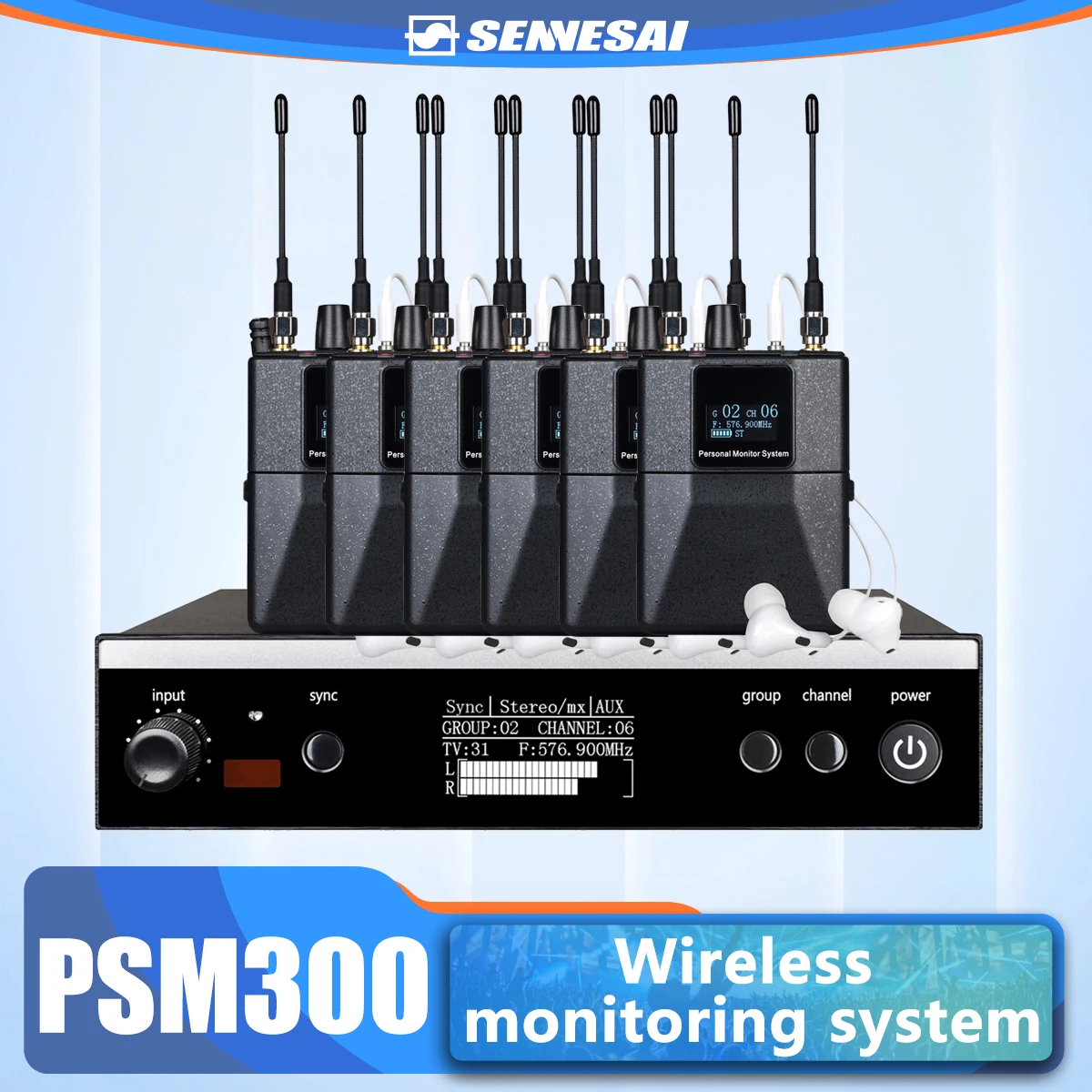 Top Quality！PSM300 Stereo Wireless UHF In-Ear Monitoring System For Bands 500MHz 100mW 24-Bit Digital DSP Processor Audio