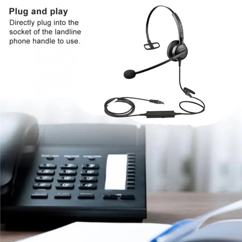 B03B-Wired Landline Phone Accessories Single-Sided Headset Adjustable Headphones For Customer Service Operators RJ Connector