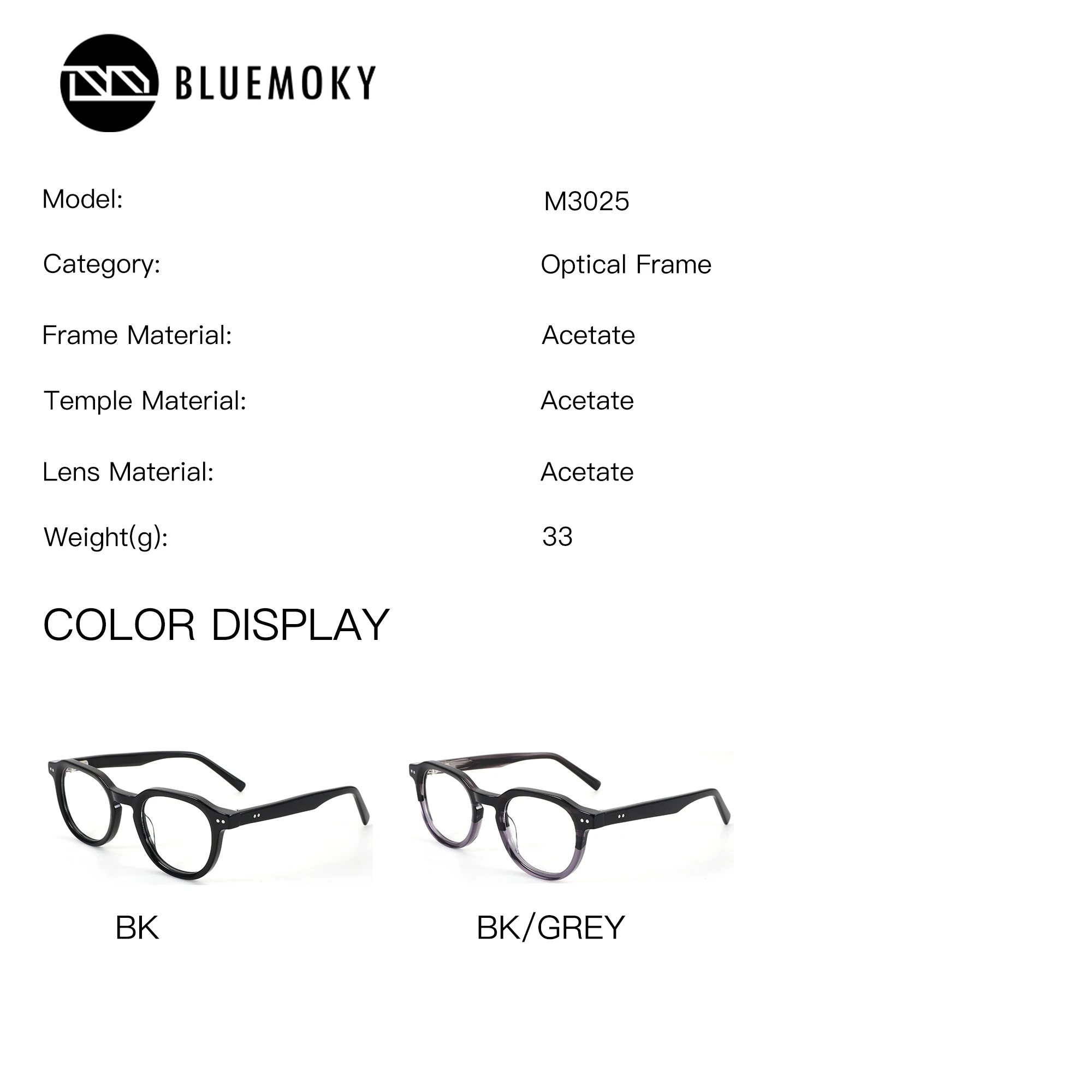 BLUEMOKY Acetate Round Prescription Eyeglasses For Men Women Blue Light Photochromic Optical Glasses Myopia Graduated Eyewear