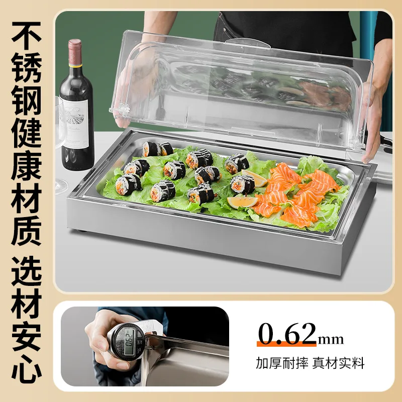 Chilled display table, food buffet table, seafood display rack, hotel fresh table, sushi Japanese restaurant, fresh-keeping