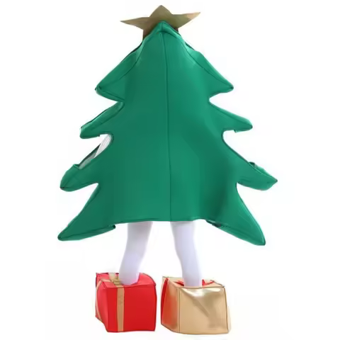 Tree Shaped Christmas Performance Costume Gift Shaped Shoes Family Look Stage Performance Costume Funny Happy With Footwear