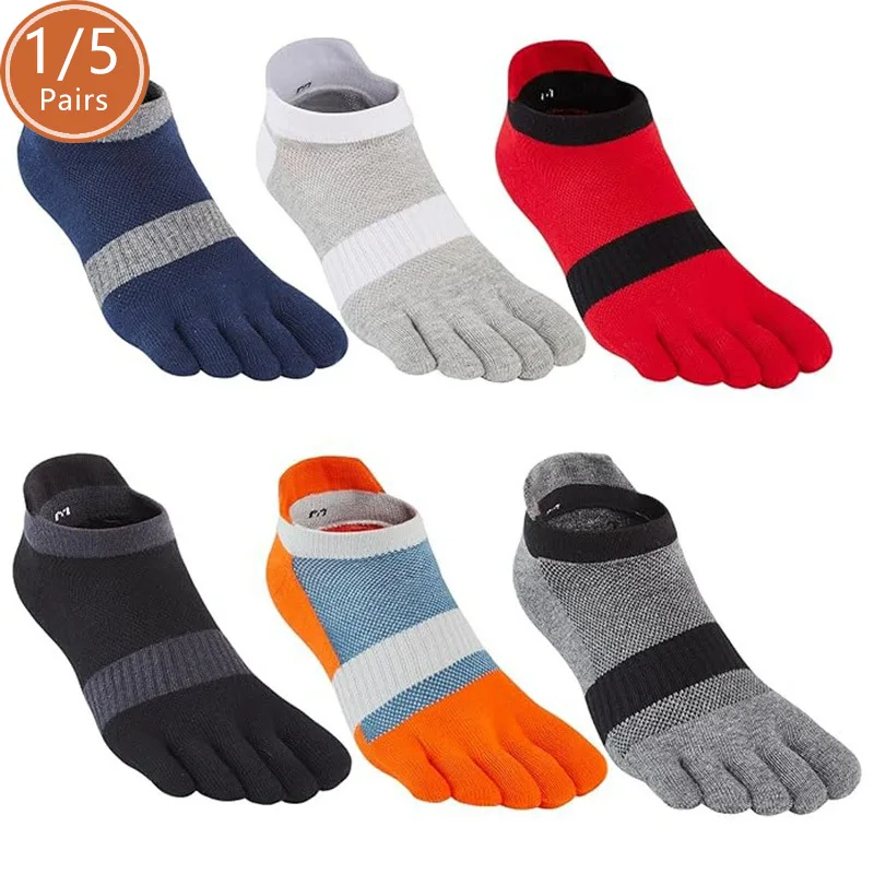 

Large Plus Size Toe Socks Sport Mans Mesh Breathable Compression Sweat-Absorbing Fitness Elastic Five Finger Ankle Socks Student