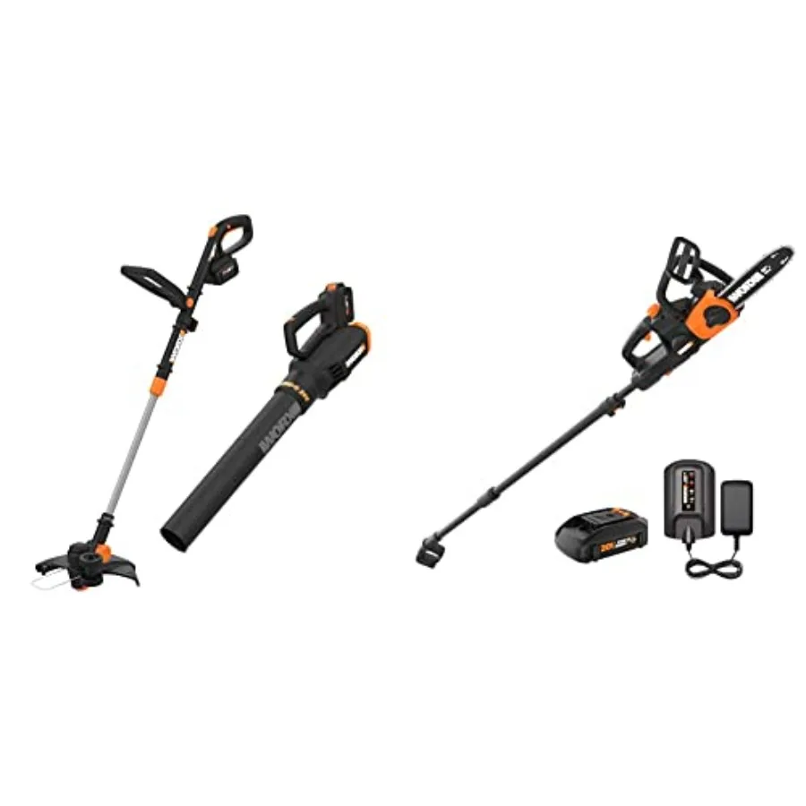 

20V GT Revolution 12 4.0Ah Cordless String Trimmer Turbine Leaf Blower Power Share Combo Kit WG930.3 WG323 20V Power Share 10 C