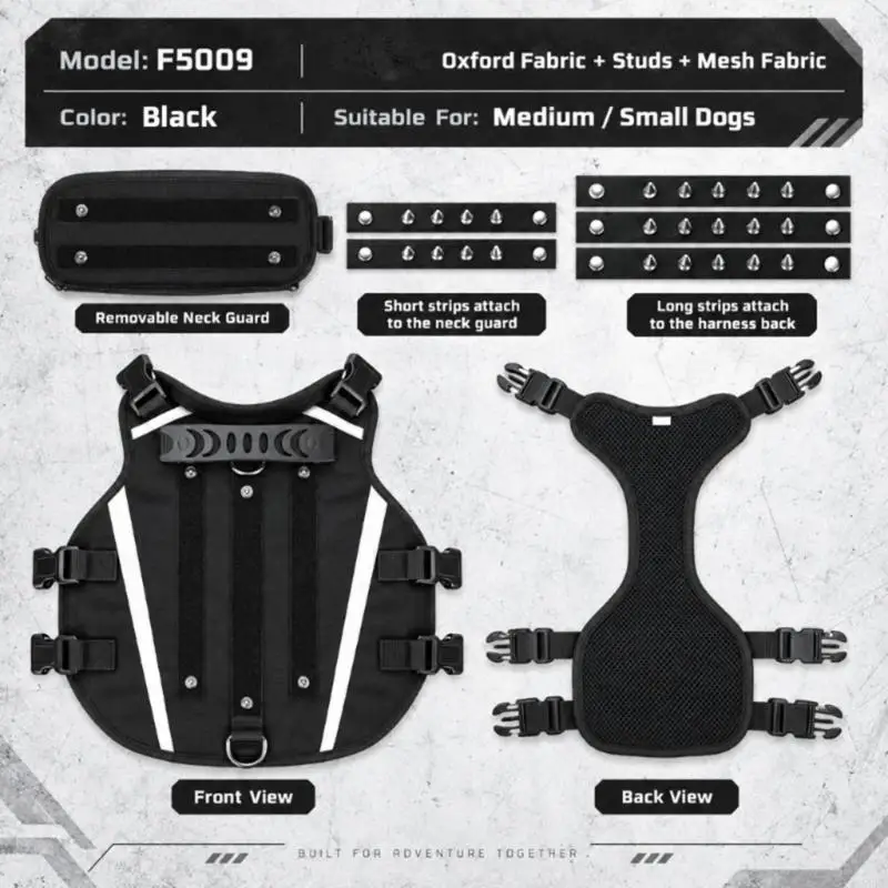 Chest-and-Body Dog Gear with Detachable Studded-Section Styling 55KF