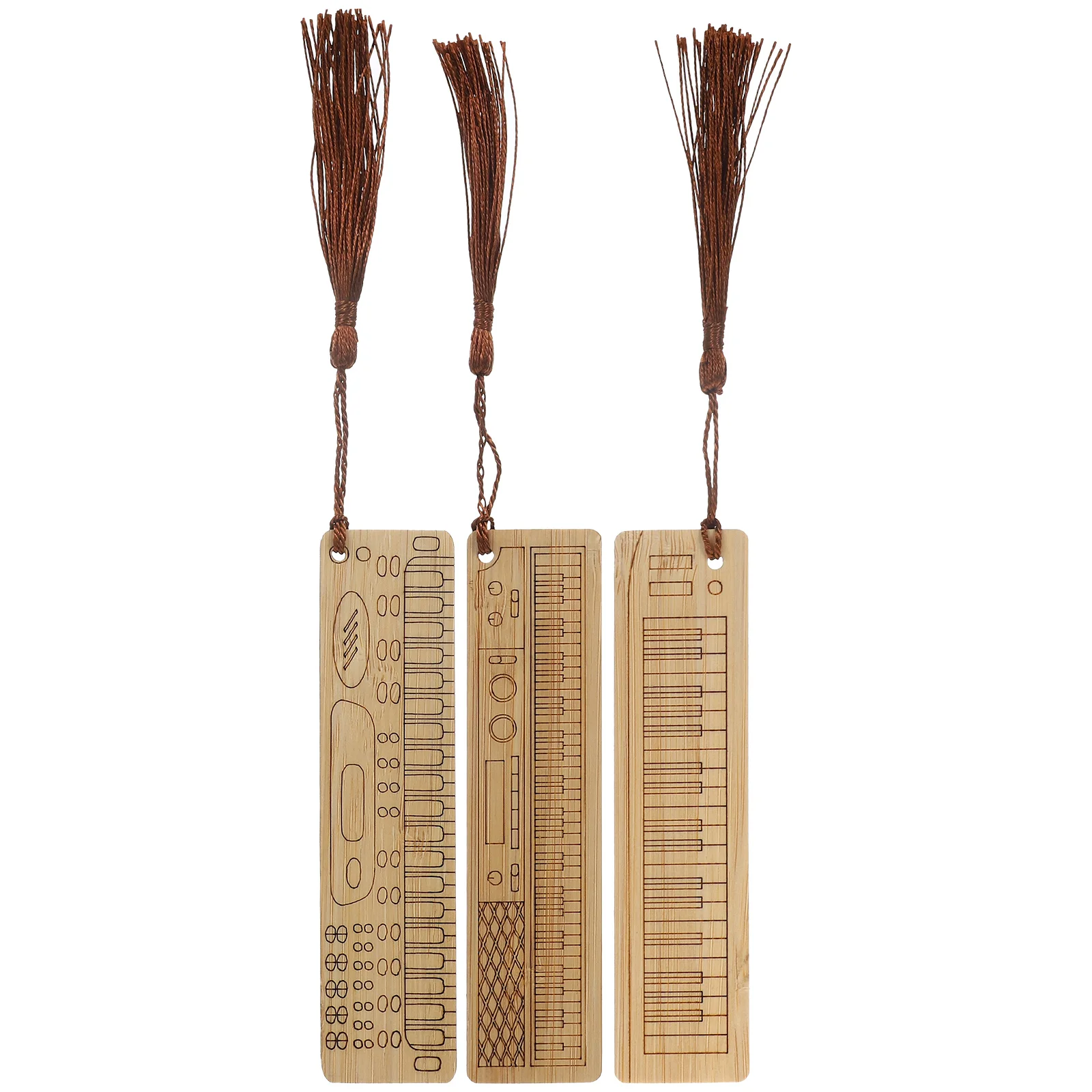 3 Pcs Bookmarks Bamboo Musical Instrument for Women Vintage Gifts Wooden Markers with Tassel