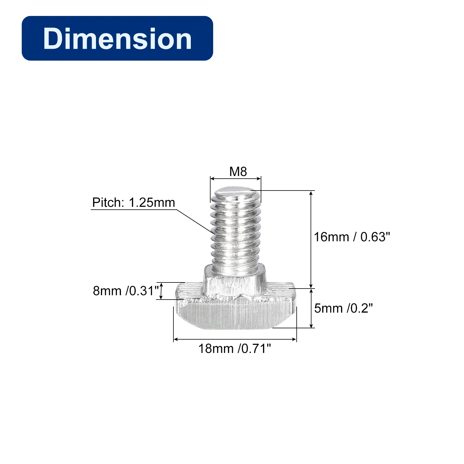 20/30/40pcs T-Slot Bolts M6 M8 Hammer Head Bolt T Screw Carbon Steel Drop-in Stud for 4040 Series T-Slot Aluminum Extrusion Prof