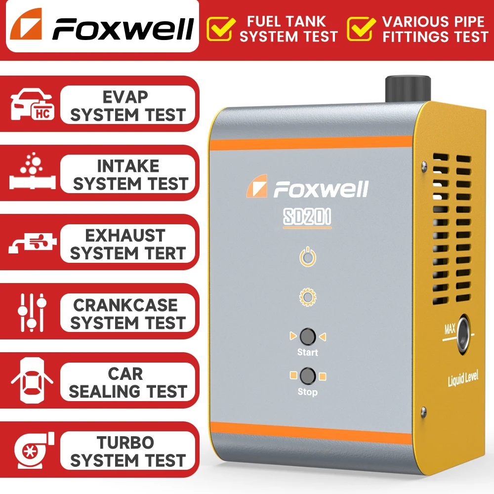 FOXWELL SD201 Smoke Leak Detector 12V Automotive EVAP Smoke Machine Diagnostic Tools Vacuum Fuel Pipe Oil Smoke Generato