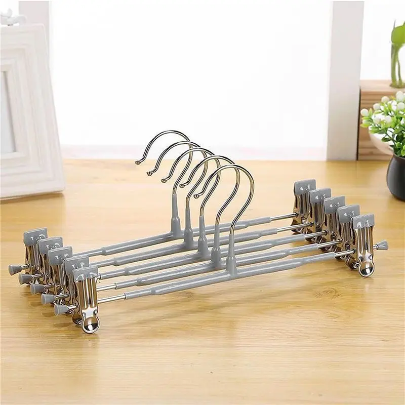 A11I 12Inch Heavy Duty Pants Skirt Hangers With Clips,Metal Trousers Hanger For Jeans Black Non Woven Shorts 20Pack Grey