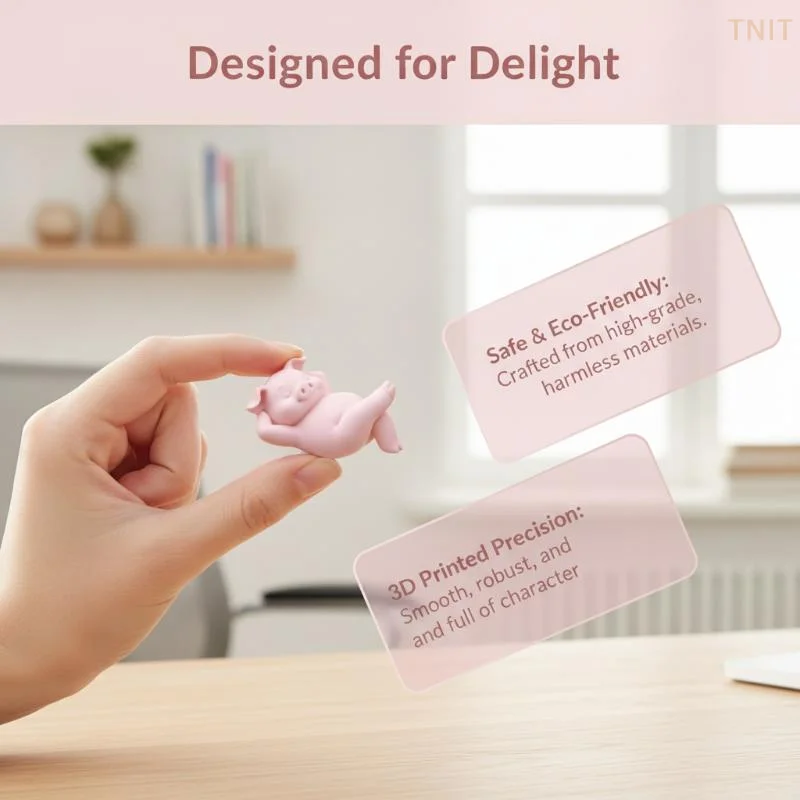 Cute Reclining Lazy Pink Pig Figurine 3D Print Mini Relax Piggy Statue Kawaii Desktop Ornament Home Bedroom BookShelf Decor Gift