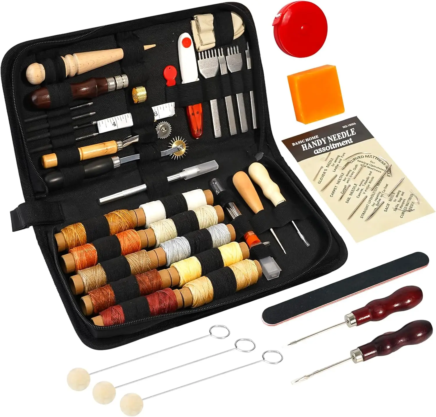 

Кожаный набор для шитья с вощеной нитью, иглами и шилами — подарки своими руками для взрослых и домашних проектов