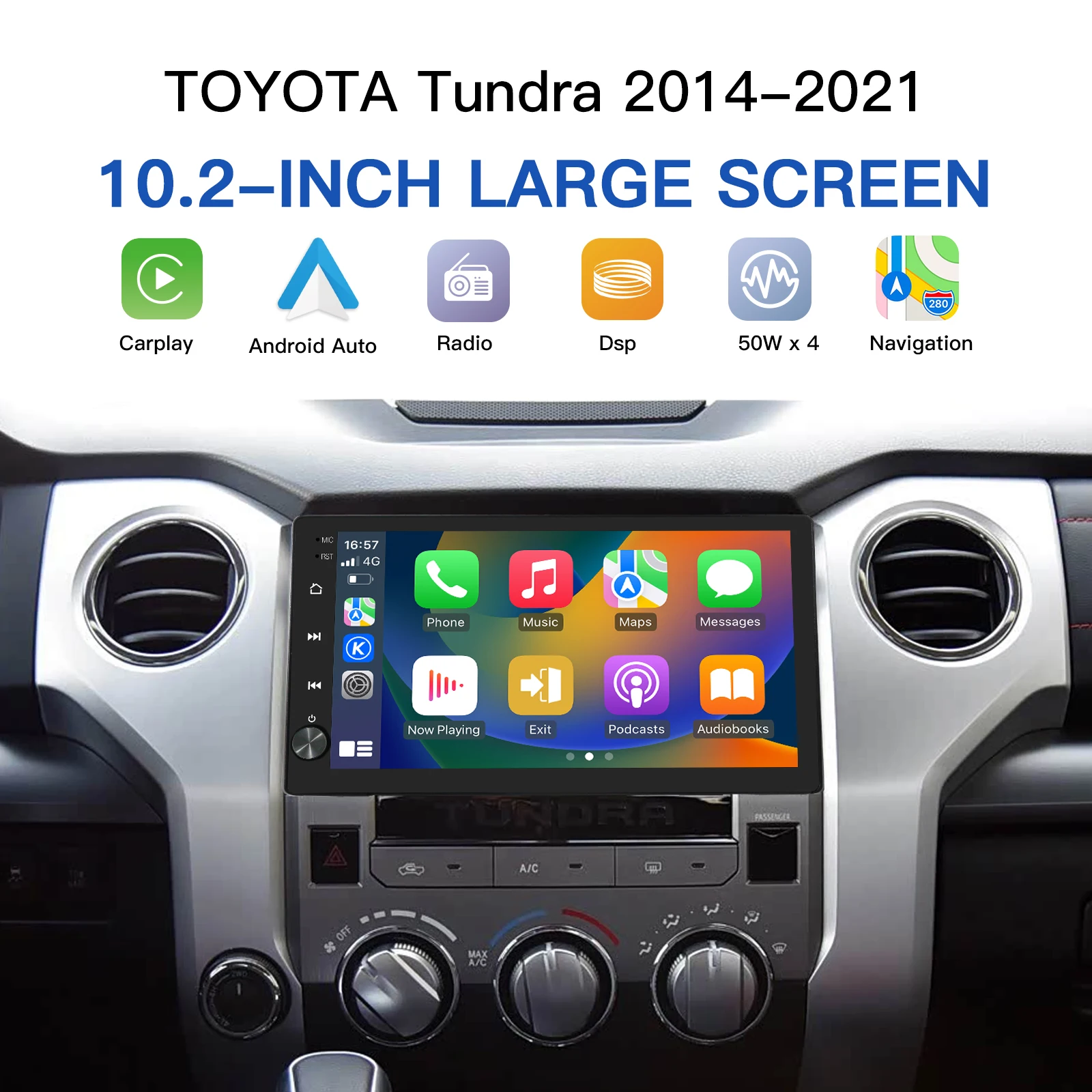 Carabc 10.2''Android 13 Car Stereo Wireless CarPlay Android Auto Car Radio Screen Upgrade For Toyota Tundra 2014-2019