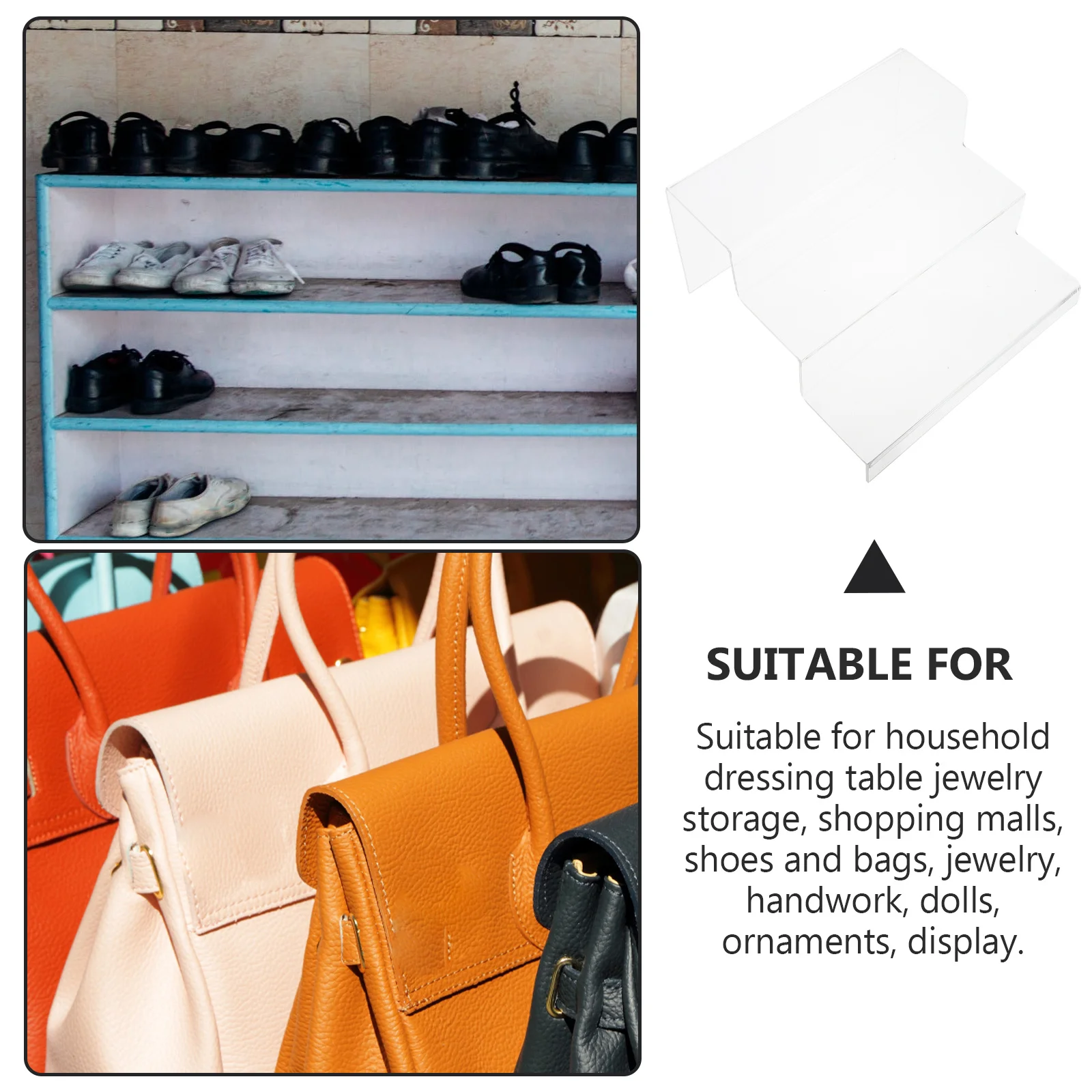 

Transparent Acrylic Jewelry Display Rack Fine Craftsmanship Step Design for Household Dressing Table Storage Shoes Storage Rack