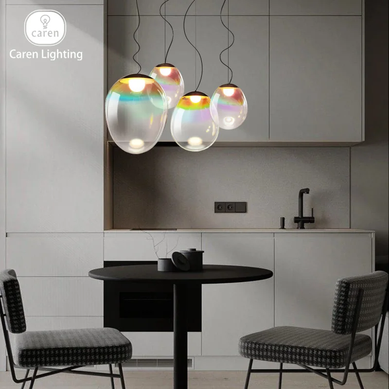 Caren Lighting italian glass pendant light suspension chandelier children blow bubbles glass shade will display a colorful halo