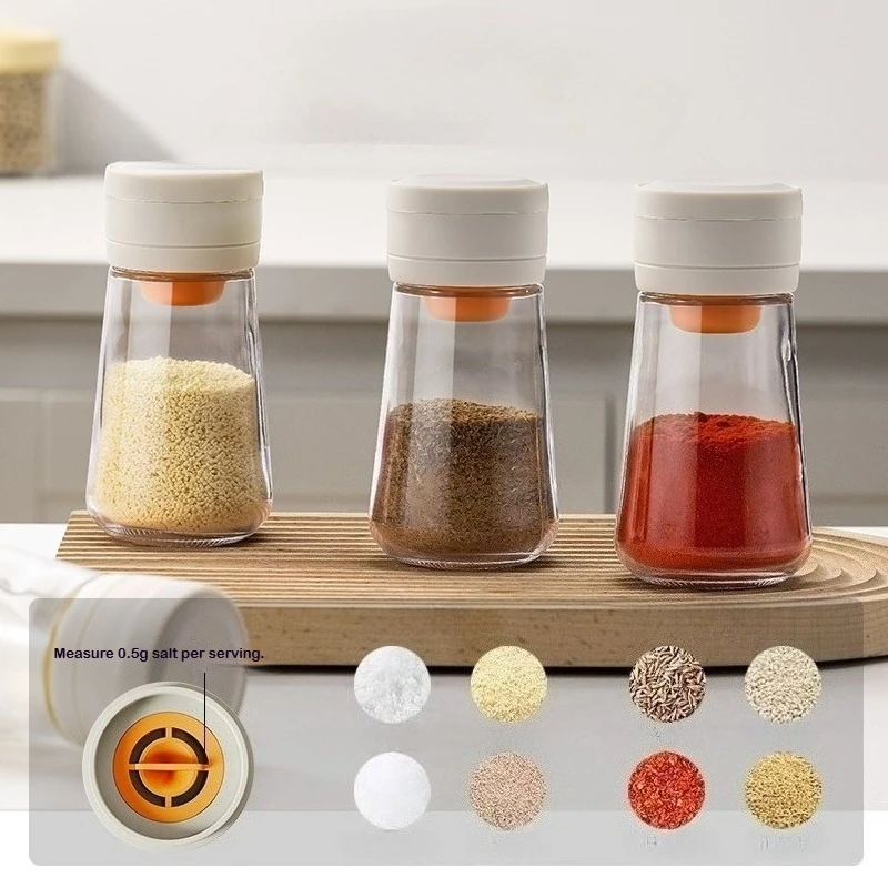 220ml Salt Dispenser Glass Seasoning Jar Airtight Moisture Proof Kitchen Salt Shaker for BBQ Even Seasoning Distribution