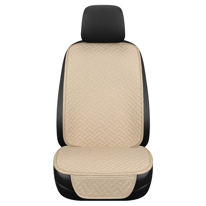 Coussin de siège de voiture universel en lin tissé, quatre saisons, antidérapant et résistant à l'usure, ensemble de trois pièces pour siège unique, pied unique