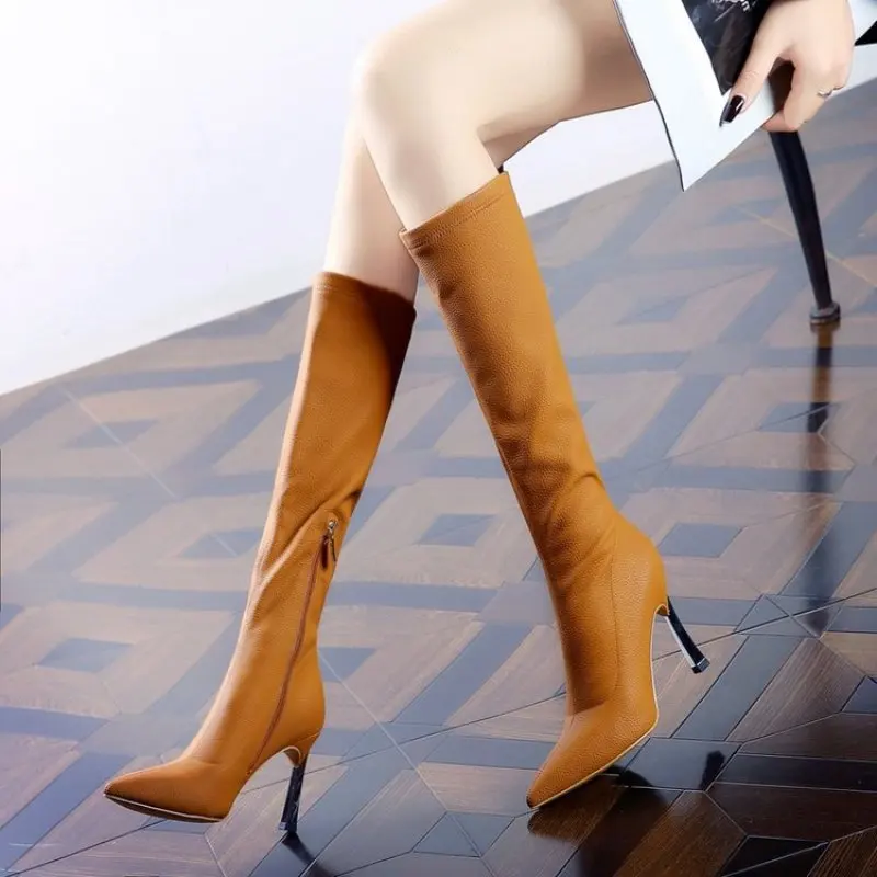 

2024 NEW Autumn And Winter The New Women's Boots fashion Pointed zipper Fine heel High heel Women's Over the knee boots comfort