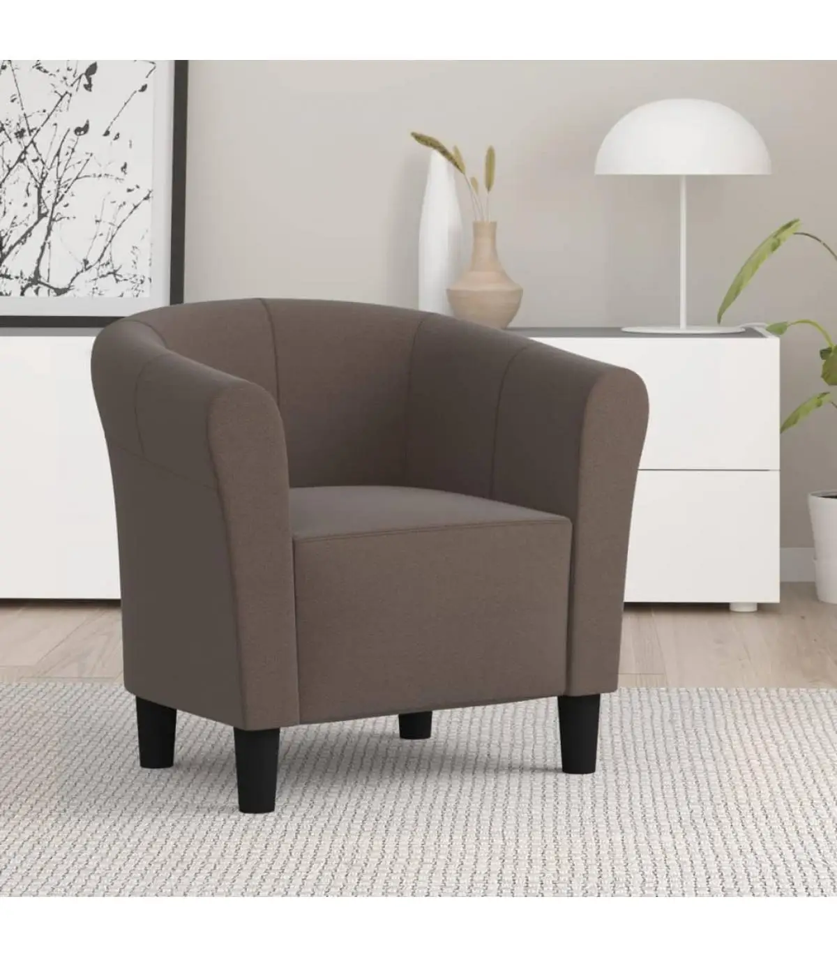 Taupe gray fabric armchairs