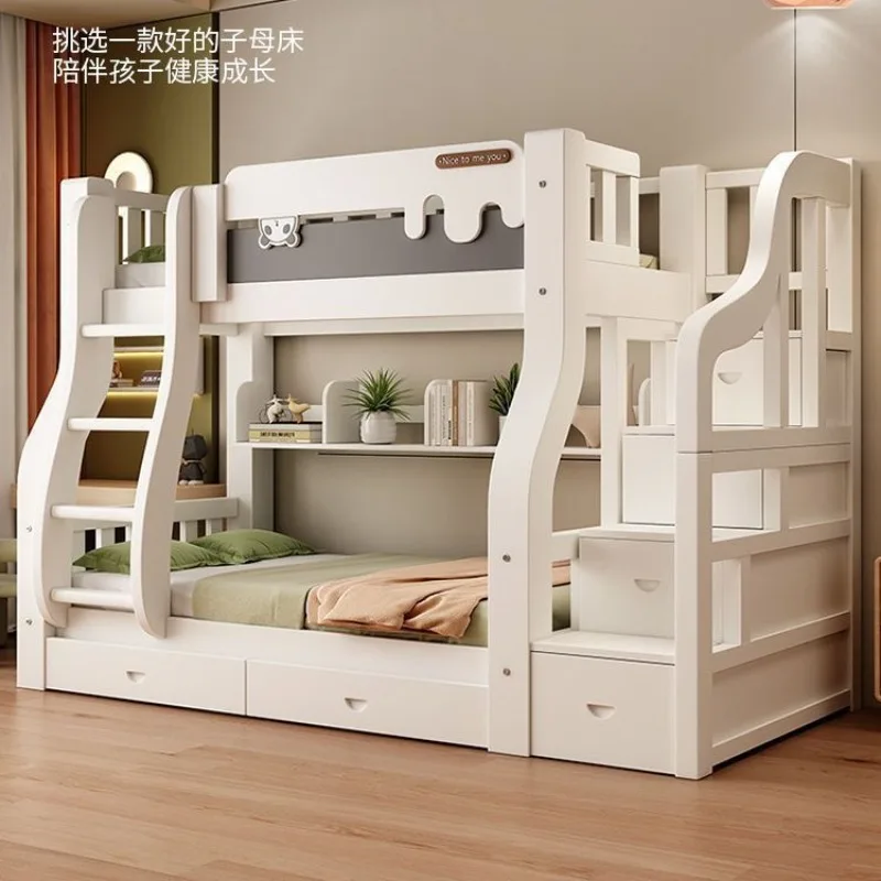Solid wood child and mother upper bunk Bunk bed Multifunctional two-layer upper and lower combination