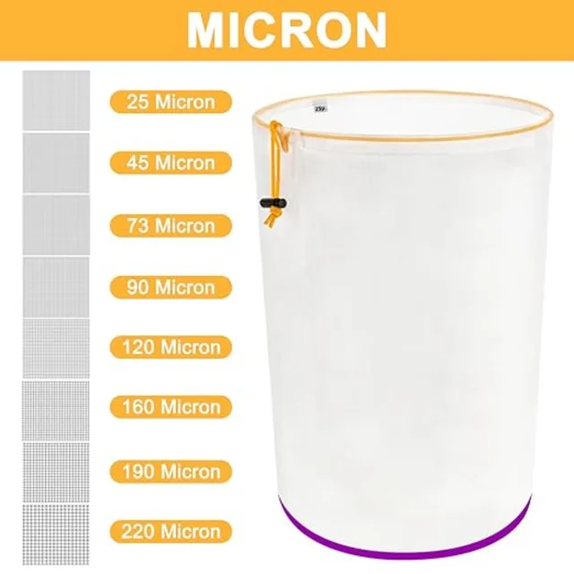 5 Gallon Filter Bag with Filter Screen Reusable Filter Bag with Opening on Top for Hydroponics Gardening 45-220 Micron 5