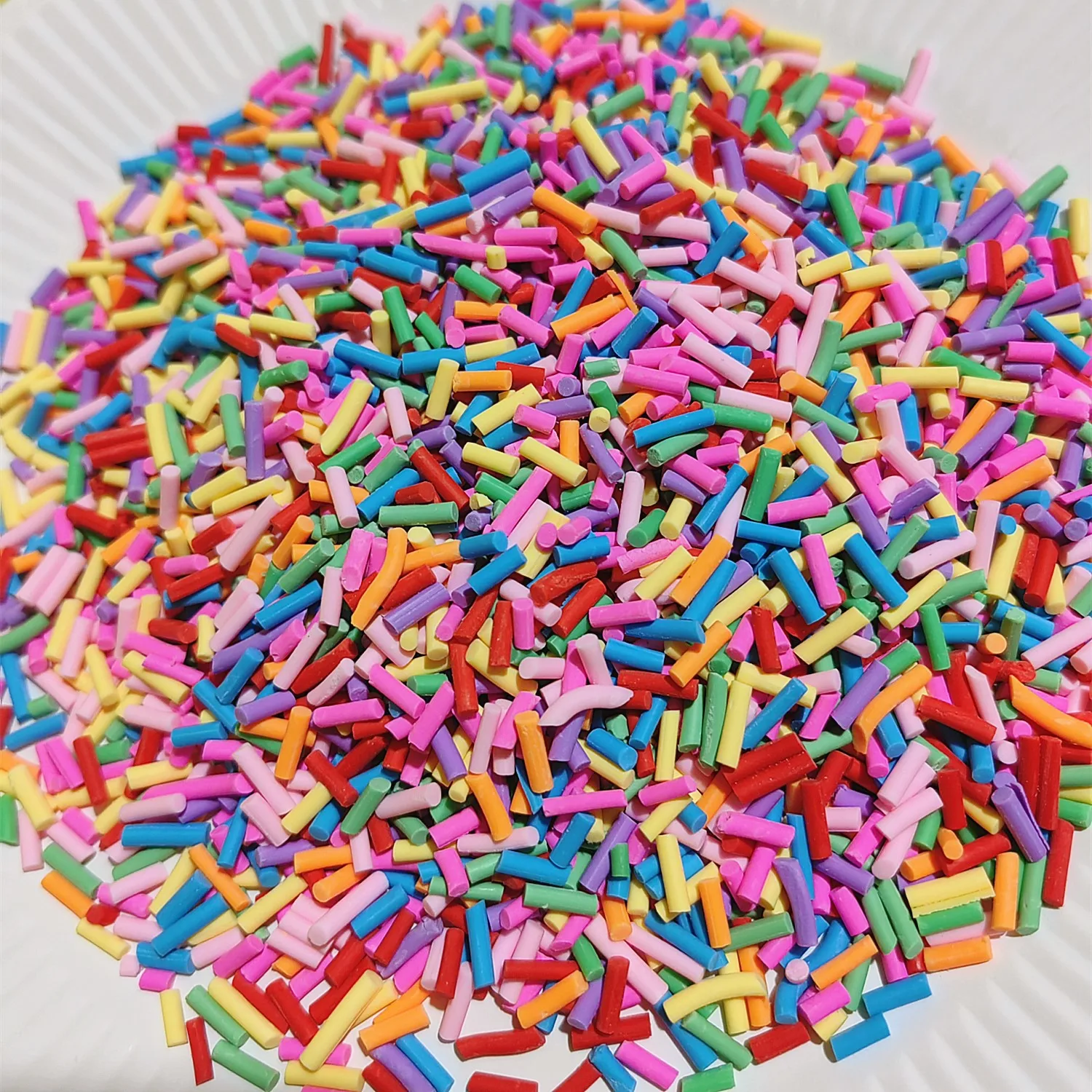 20g Pink Green Long Cylindrical Polymer Hot Soft Clay Sprinkles for DIY Crafts Tiny Cute Plastic klei Accessories