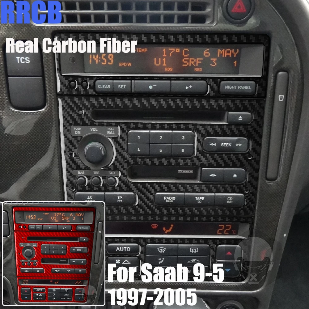 Real Carbon Fiber Car Accessories Center Console Cover Soft Sticker For Saab 9-5 1997 1998 1999 2000 2001 2002 2003 2004 2005