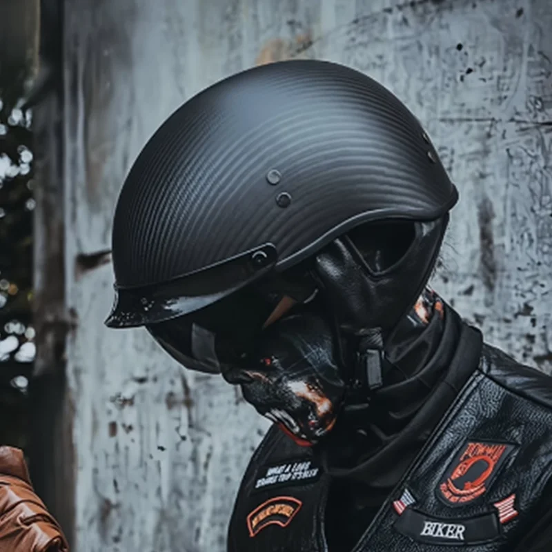 

Retro Helmet Half Helmet Men's Motorcycle Carbon Fiber Ultra-Light Men's Summer Cruise Pedal DOT Certification