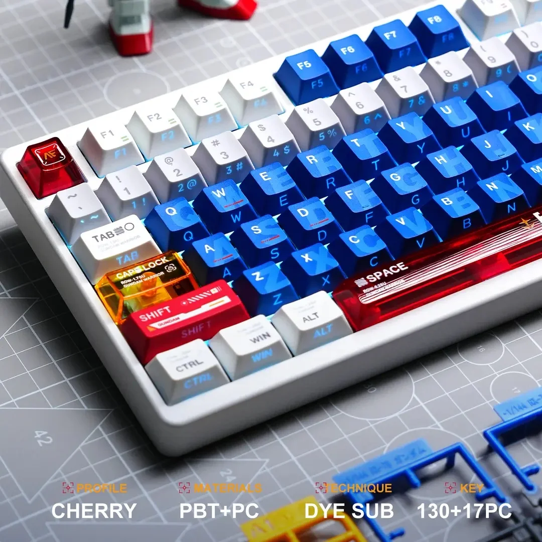 

Колпачки для клавиш V2 Nuclear Power Cherry Pbt ПК с боковой гравировкой, полупрозрачные синие колпачки для клавиш в стиле аниме