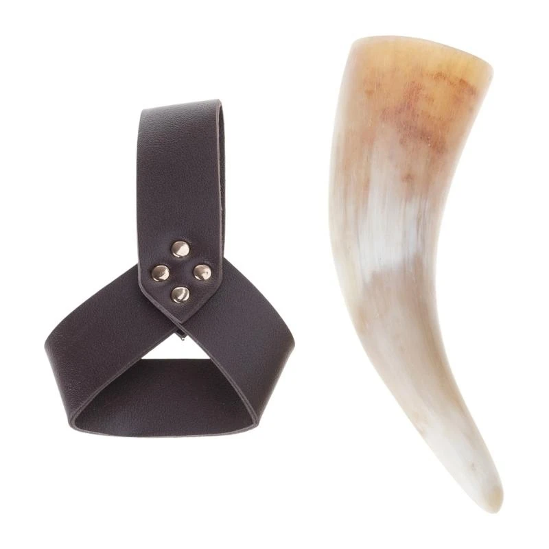 

72XE Natural Vikinges Drinking Horn with Leather Holsters Medieval Vikinges Drinking Horn Mug Beer & Wine Goblets