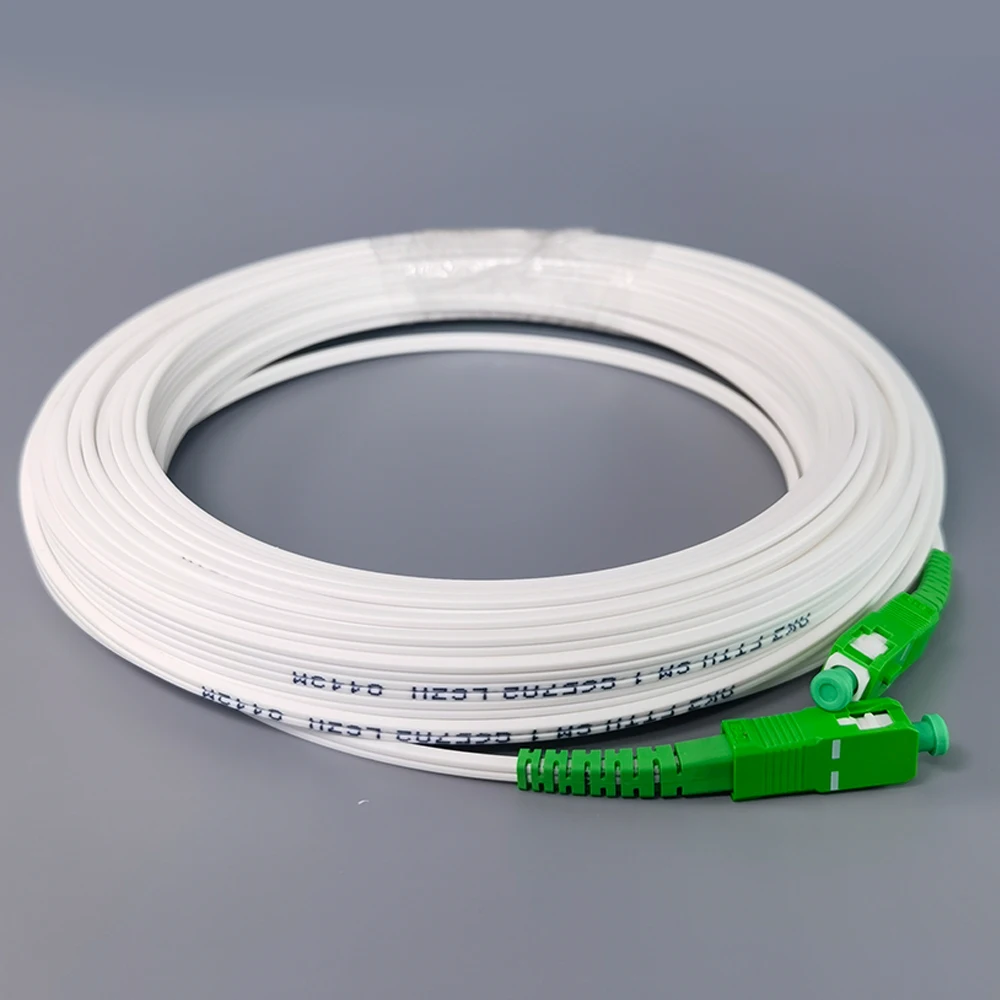 Indoor Fiber Drop Cable Optical Patch Cord FTTH SC/APC To SC/APC Single Mode Optical Fiber Cable With White Wire Wholesale