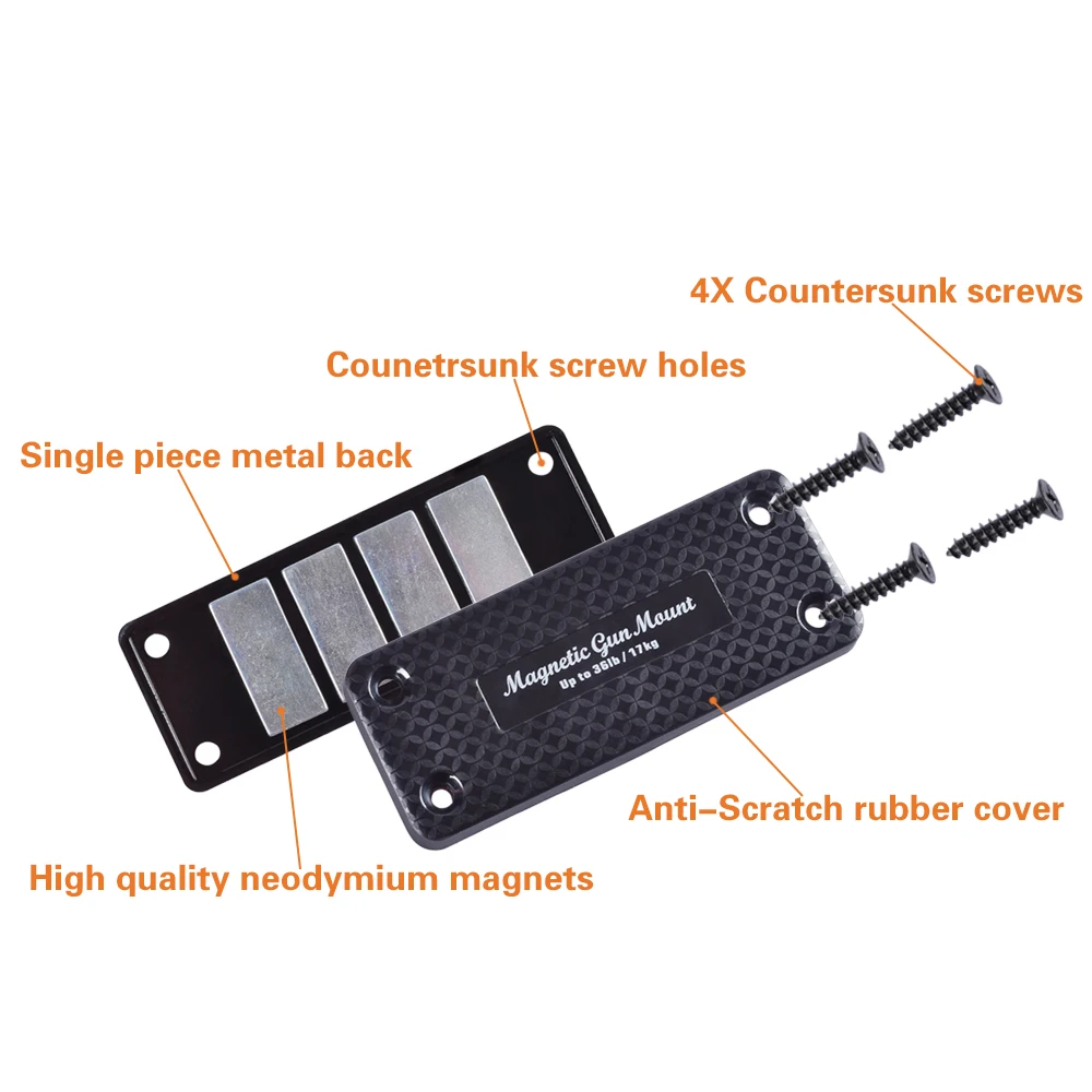 

2 упаковки, 36 фунтов, 17 кг, магнит для пистолета, магнитный магнит под столом для пистолета, револьвера, журнала в автомобиле, стене, хранилищах, прикроватной тумбочке