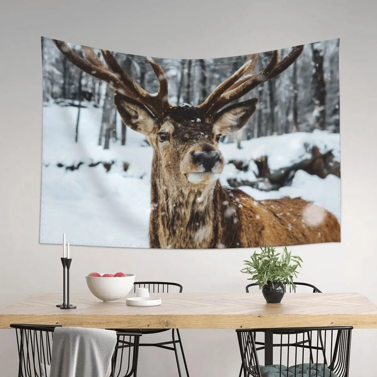 

Deer in the snow Tapestry Wall Art Room Ornaments Bedrooms Decorations Aesthetic Room Decor Korean Tapestry