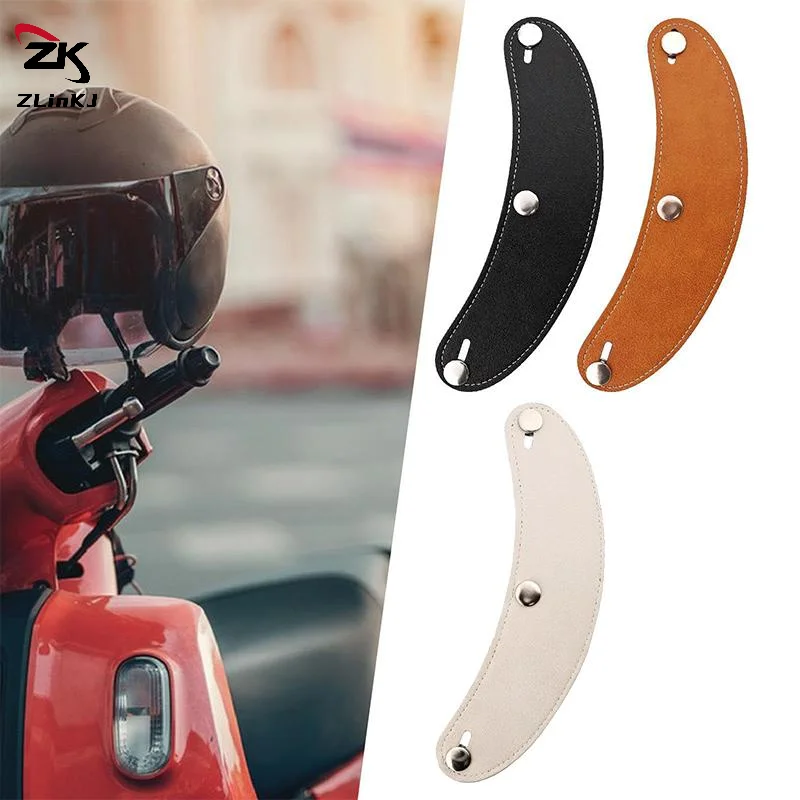Retro 3 Pin Helmet Visor Brim Leather Removable For Scooter Bike Motorcycle Helmet Brim Flip Up Windshield Rain Sun Protection view 2