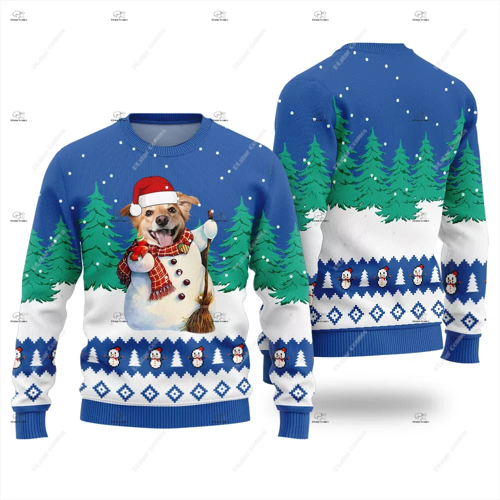 Christmas Santa Claus Pet Cat Knitted Ugly Sweater Graffiti Retro Vintage 3DPrint Pullover Harajuku Casual Funny Long Sleeves 13