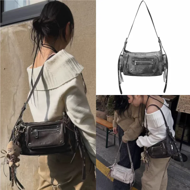 

Blapurple Motorcycle Bag Removable oulder Strap Single Crossbody Handheld Multi ket Leisure Pure Color Bag