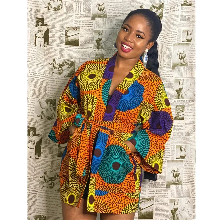 Ropa dashiki africana para mujer, cárdigan tipo Kimono con bolsillo a la moda, Vestidos Bazin con estampado Floral, ropa africana de fiesta 2022