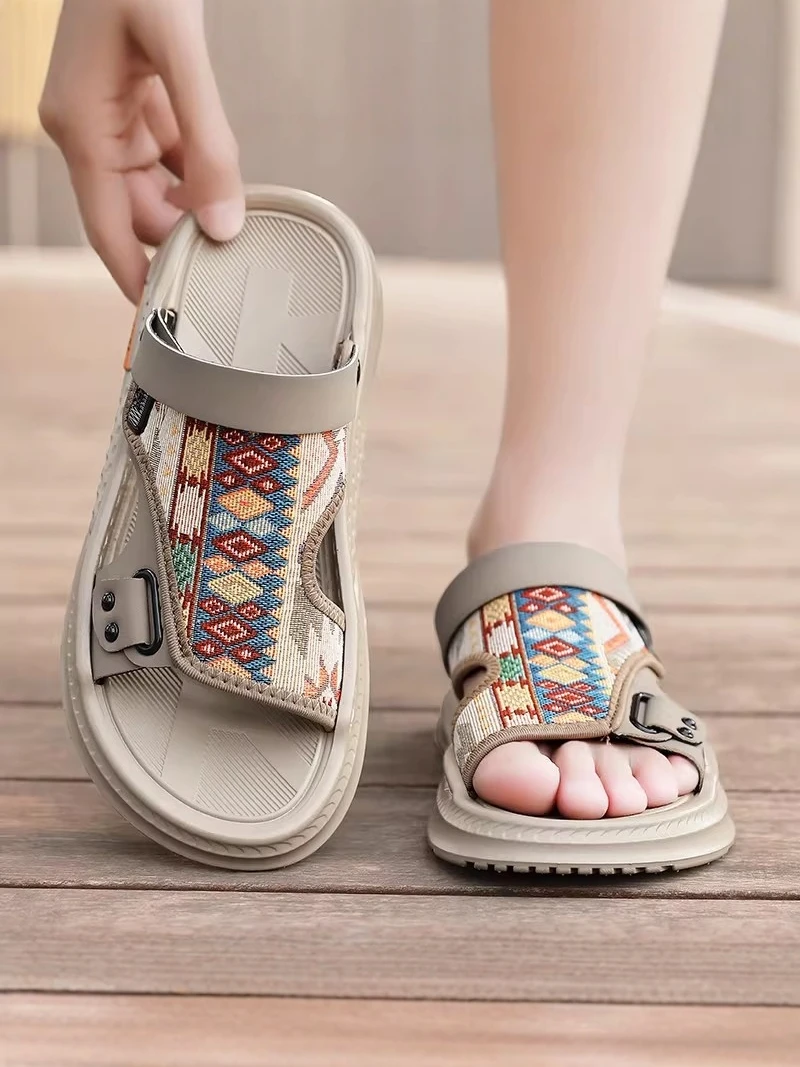 

2026 New Men's Slippers Sports Trendy Brand Driving Dual-Purpose Soft Bottom Not Tired Foot Anti-Slip Beach Sandals