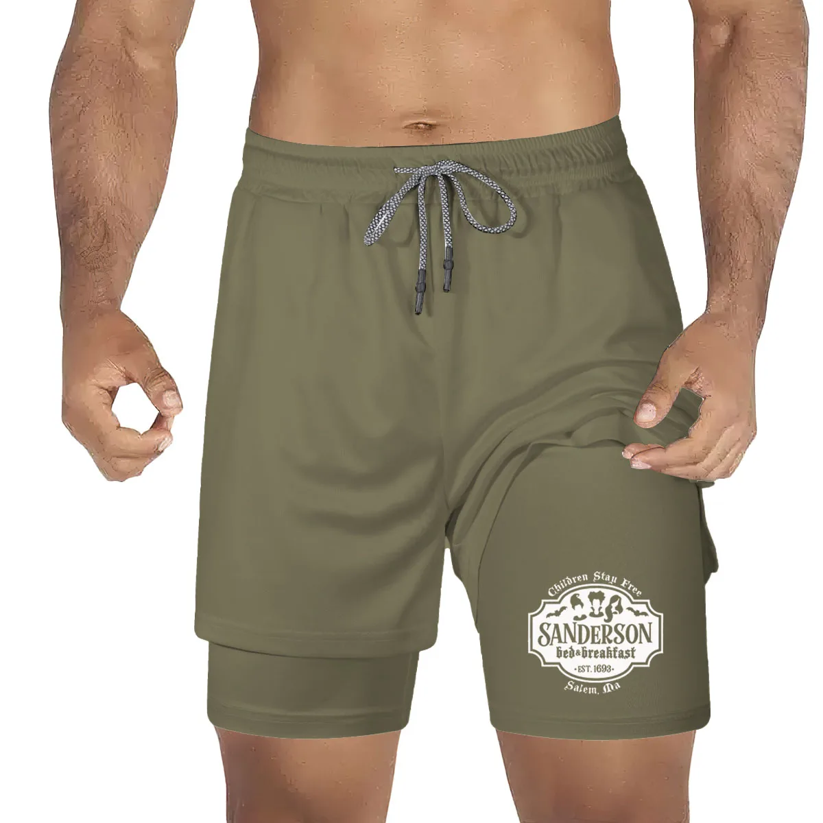 شورت مطبوع للهالويون ، 2 في 1 ، تجفيف سريع ، ركض ، ركض ، لياقة بدنية ، تدريب ، صالة ألعاب رياضية ، طبقة مزدوجة ، شعبية ،