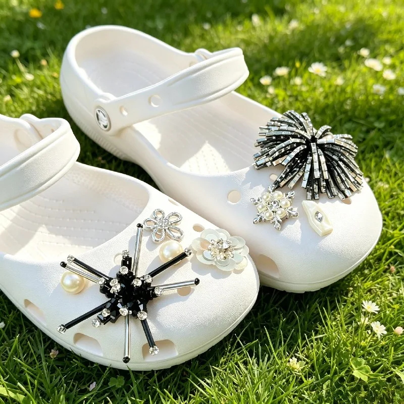 Original Shoe Charms Set Women Snowflake Pearl Corc Pack Retro Fashion Flowing Ballet Shoe Decorations DIY Shoe Accessories