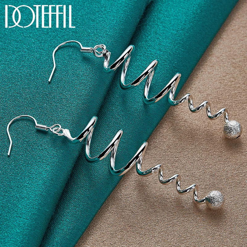 

DOTEFFIL 925 Sterling Silver Spring Frosted Bead Ball Drop Earrings For Women Engagement Wedding Birthday Gift Fashion Jewelry