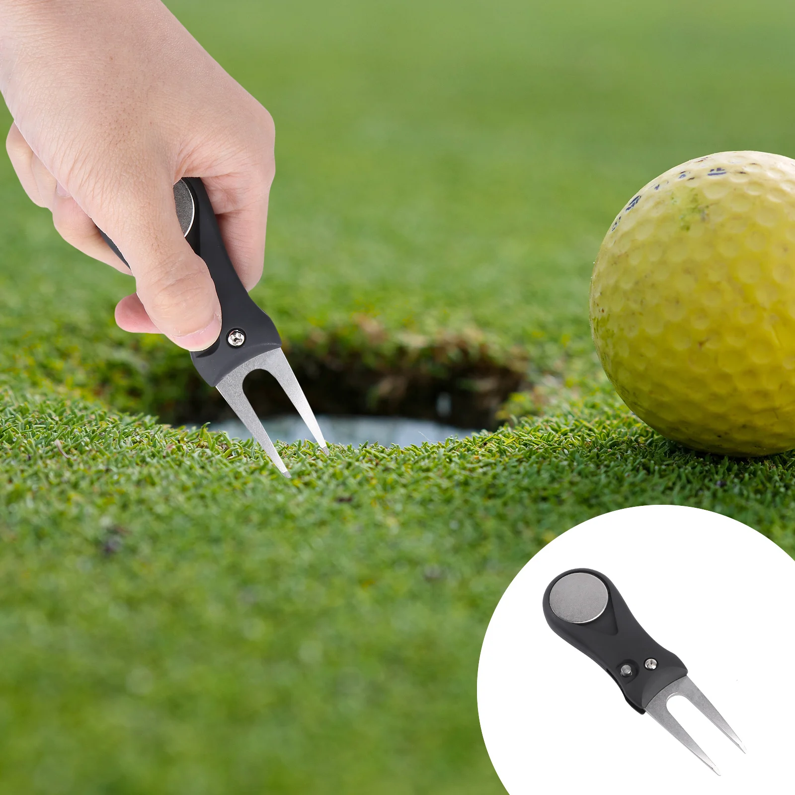Golf Ball Silver Stainless Steel Plastic 7Cm Divot Tool For Outdoor Sports Course Green Tool Accessories