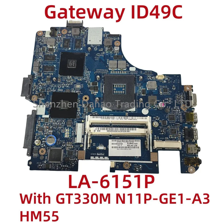 NELA0 LA-6151P For Acer Gateway ID49C Laptop Motherboard With GT330M N11P-GE1-A3 HM55 MBWMV02001 MB.WMV02.001