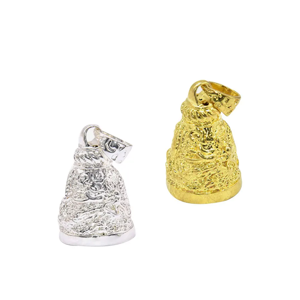 قطعتان من أجراس الحظ الصينية الجذابة مع ديكور حلقي لقلادة DIY وهدايا احتفالية جرس معلق فضي ذهبي #5