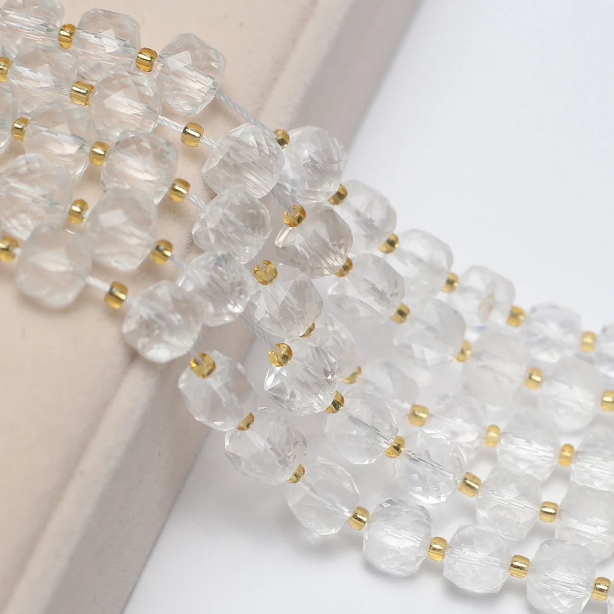 

Natural Stone Gemstone Clear Quartz Faceted Square Small Apple Bead Mixe Thread Beads Jewelry Making DIY Bracelet Necklace