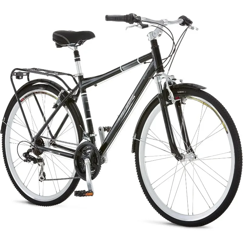 

Adult Hybrid Bike for Men and Women 700c Wheels 21-Speeds, Step-Through Step-Over Frame Front and Rear Fenders Rear Cargo Rack