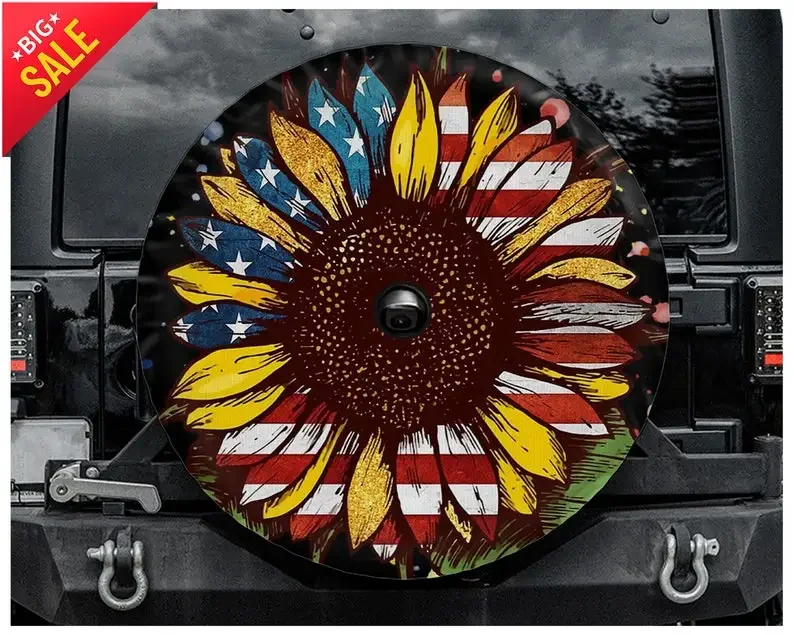 Sunflower Lover, Full Color, Tire Covers, Gifts for Her, Car Accessories, Spare Tire Cover, Birthday gift, Memorial day parade