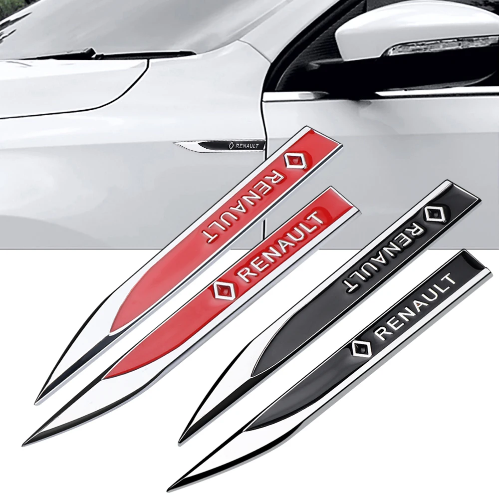2 uds 3D guardabarros de coche de Metal ala lateral insignia emblema pegatina para Renault DACIA Fluence Scenic Loguna Twingo Fluence Espace Clio