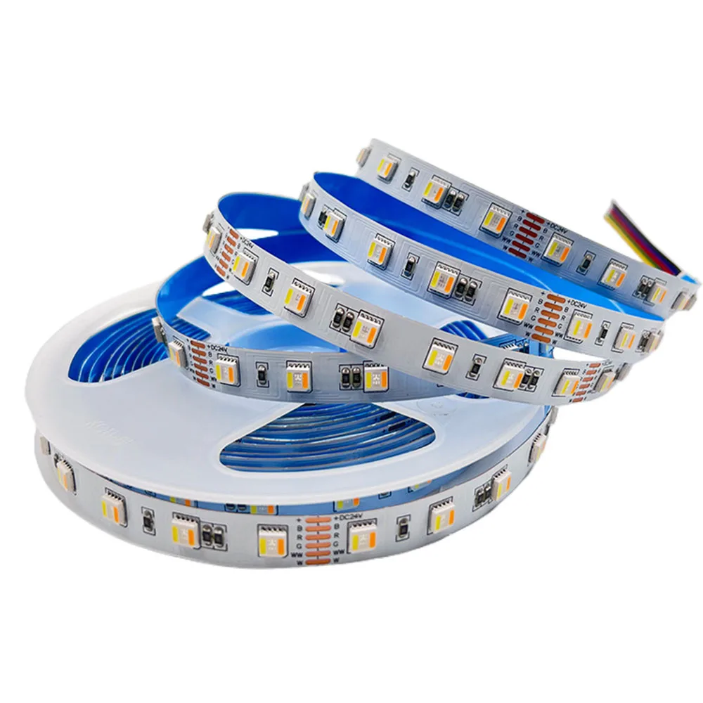 5M RGBCCT LED Strip Light 12mm 5 in1 Chip 60leds 96leds/m 5050 SMD Led Tape Bar Light String Holiday Decoration Lights 12V 24V